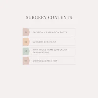 a list of surgical contents on a white background