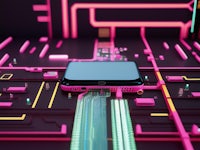 a phone is sitting on top of a circuit board