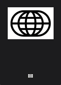 a black and white logo with a globe on it
