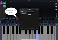 an ipad with a keyboard in the background