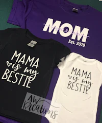 three t - shirts that say mama is my bestie