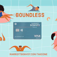 a card with the words o boundless and a group of people in the water