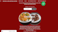 a website with a red background and a picture of a plate of food