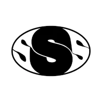 a black and white logo with the letter s