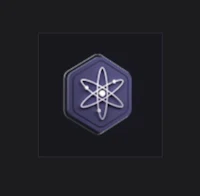 a purple hexagon with an atomic symbol on it