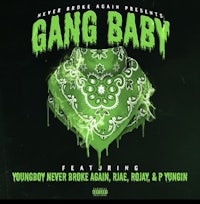the cover of gang baby with a green bandana