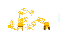 a yellow chair with a black background