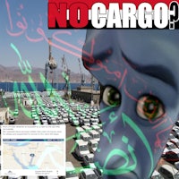 a cartoon image of a man with a sign saying no cargo