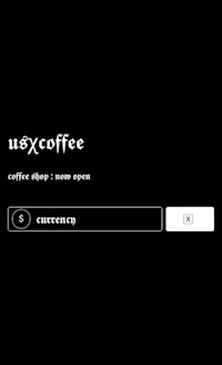 a black screen with the words uxx coffee on it
