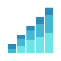 a bar chart with blue bars on a black background