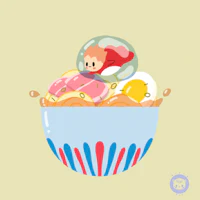 an illustration of a bowl of cereal with a monkey in it