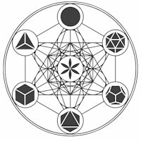 a black and white image of a circle with various geometric shapes