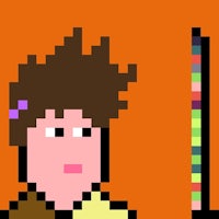 a pixelated image of a woman holding a pencil