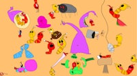 a group of cartoon worms are grouped together