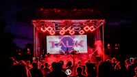a crowd of people at a concert at night