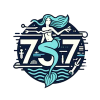a mermaid logo with the number 757 on it