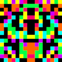 a colorful pixel pattern on a black background