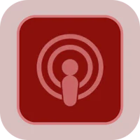 a red icon with an icon of a microphone