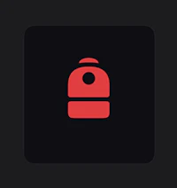 a red backpack icon on a black background
