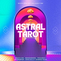 tarot and astrology readings by zalunatine main image. psychedelic vivid colorful series of doorways like a magic portal with moon phase imagery