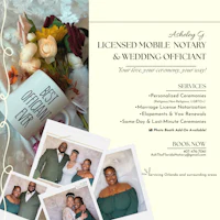 a flyer for a licensed mobile notary and wedding assistant