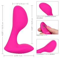 an image of a pink sex toy with measurements