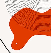 a black and white illustration of a red and white wavy line