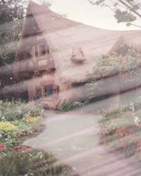 a house with a thatched roof