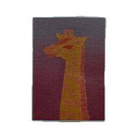 a painting of a giraffe on a red background