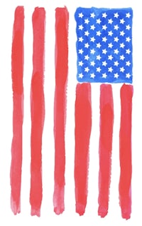 a watercolor painting of an american flag
