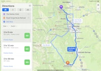 an ipad screen showing a map of a route