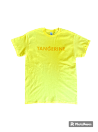a yellow t - shirt with the word tangerine on it
