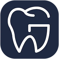a white tooth icon on a dark blue background
