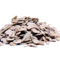 a pile of sunflower seeds on a white background