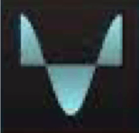 a blue logo with the letter v on it