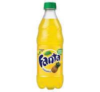 a bottle of fanta pineapple juice on a black background