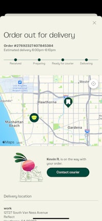 order out for delivery - screenshot