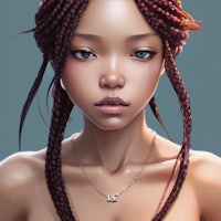 a girl with braided hair and a necklace