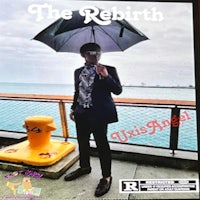 the rebirth album cover with a man holding an umbrella
