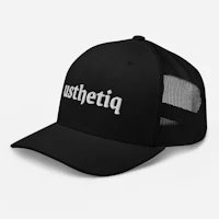 a black hat with a white logo on it