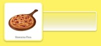 a picture of a pizza on a yellow background