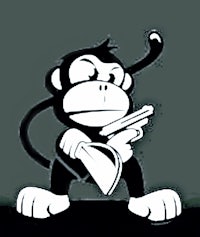 a cartoon monkey holding a gun
