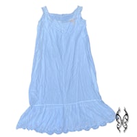 a blue nightgown with lace on it