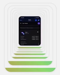 an iphone with a green and purple background