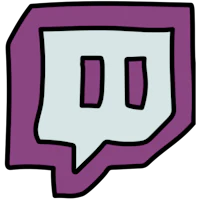 a purple and white speech bubble on a black background
