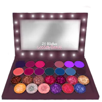 a purple eyeshadow palette with a lighted case