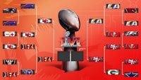 the nfl super bowl bracket is shown on an orange background