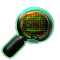 a magnifying glass with a dollar sign on it