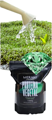 a bag of green grass with a diamond in it