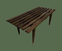 a wooden table with slats on it